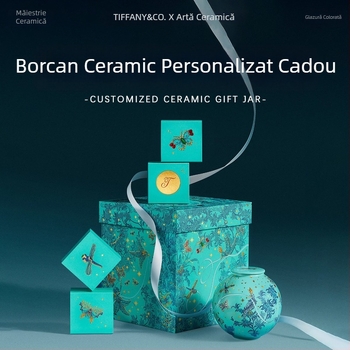 Cutie ceramică pentru ceai, personalizată, colorată, lucrată manual, model cu flori și păsări, decor de birou, recipient de depozitare, cadou corporativ