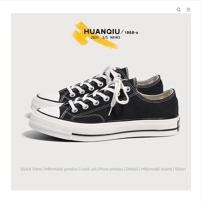 Pantofi unisex din pânză neagră, slip-on, talpă joasă, primăvara 2025, sneakers casual