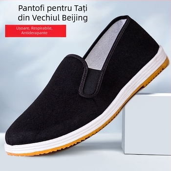 Pantofi bărbătești din pânză, talpă din tendon de vițel, fără șireturi, antiderapant și rezistent la uzură, pentru toamnă-iarnă, purtare zilnică și de serviciu.
