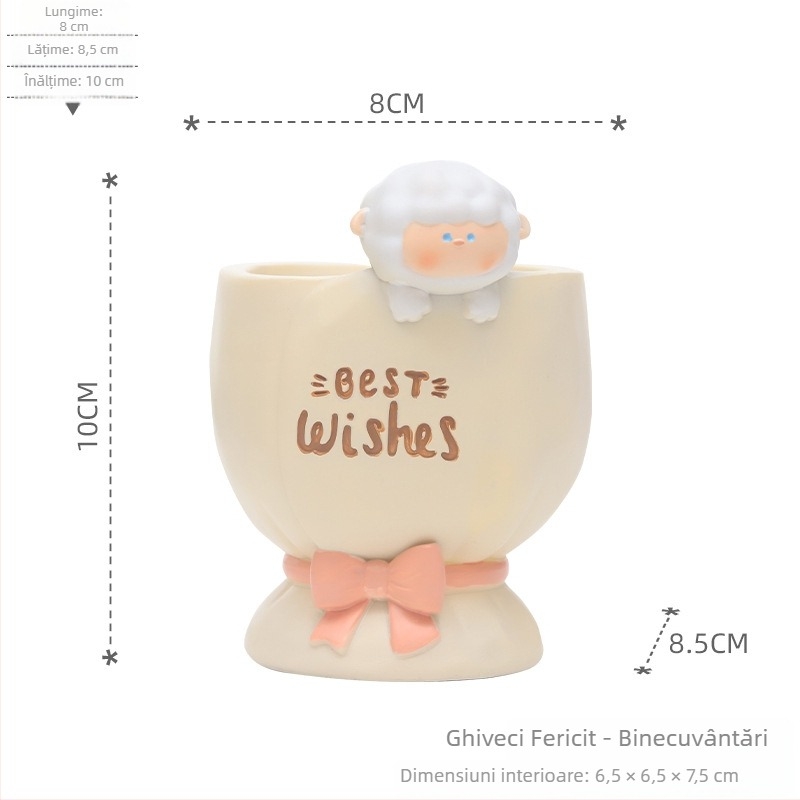 Panda din rășină – ghiveci pentru suculente, suport pentru pixuri, decor pentru birou și sufragerie
