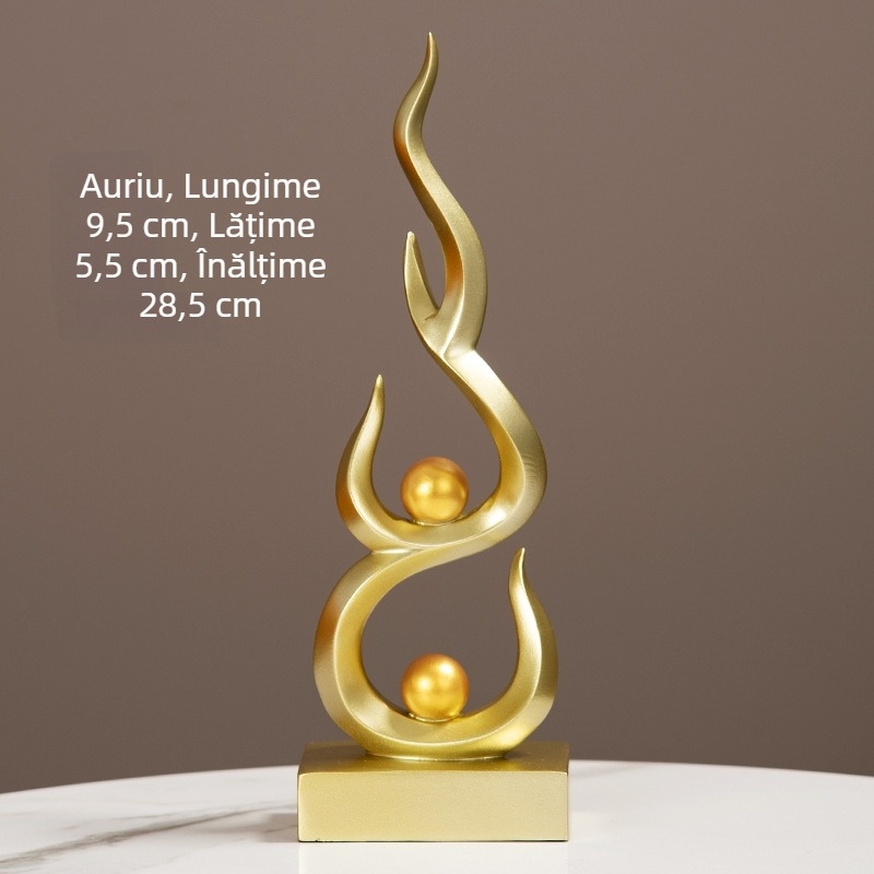 Statuetă decorativă din rășină pentru birou și sufragerie — stil modern minimalist, cu un aer discret de lux, potrivit pentru hol, dulap de vin și comoda TV