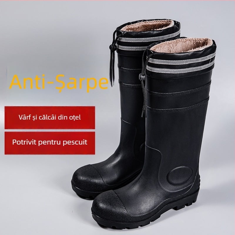 Ghete de ploaie impermeabile cu vârf din oțel pentru bărbați și femei – încălțăminte de protecție pentru muncă, antiaderare, pentru șantier, galoși înalți