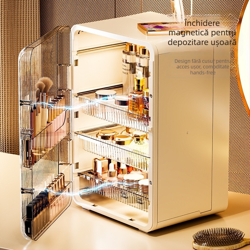 Organizator de cosmetice pentru birou, cu sertar mare, protecție împotriva prafului pentru machiaj și îngrijire a pielii