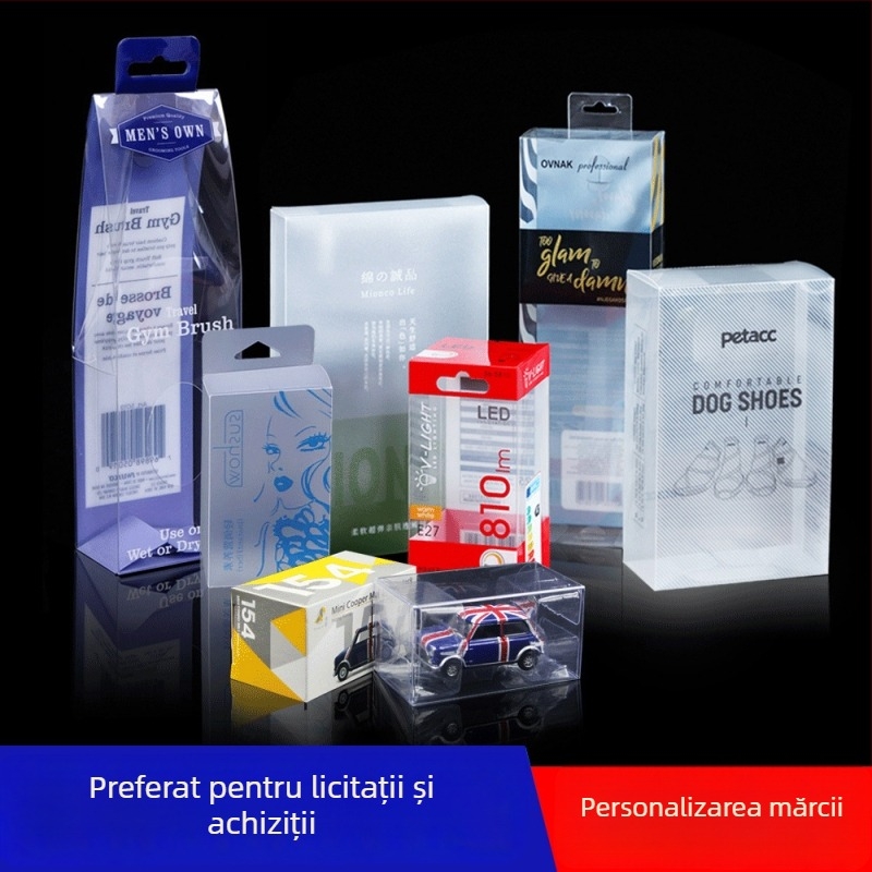 Cutie de ambalaj transparentă din PVC, finisaj mat PP, cutie pătrată pliabilă pentru imprimare