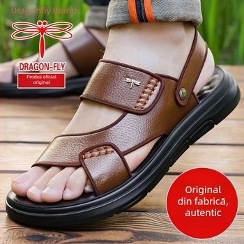 Dragonfly Brand Sandale pentru bărbați, 2026 model nou, piele naturală, piele de vită, talpă moale, antiderapant, rezistente