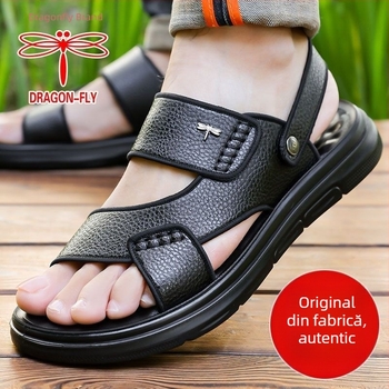 Dragonfly Brand Sandale pentru bărbați, 2026 model nou, piele naturală, piele de vită, talpă moale, antiderapant, rezistente