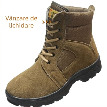 Ghete de iarnă din piele pentru bărbați, căptușite cu lână, pantofi de zăpadă cu talpă din cauciuc antiderapant, toc conic, mărimi mari