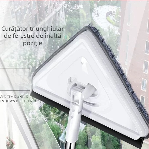 2024 Noul mop triunghiular cu mâner extensibil pentru uz casnic, curățarea sticlei, pereților și plafoanelor — fără spălare manuală