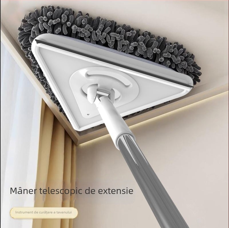 2024 Noul mop triunghiular cu mâner extensibil pentru uz casnic, curățarea sticlei, pereților și plafoanelor — fără spălare manuală
