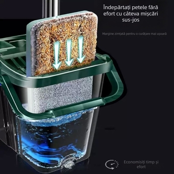 Mop plat fără atingere manuală pentru uz casnic, curățare uscată și umedă