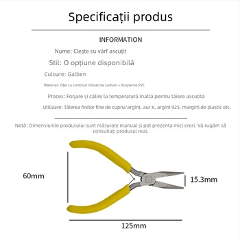 Clește mini de 5 inch, vârf ascuțit, fără dinți și fără lamă, unelte DIY pentru bijuterii