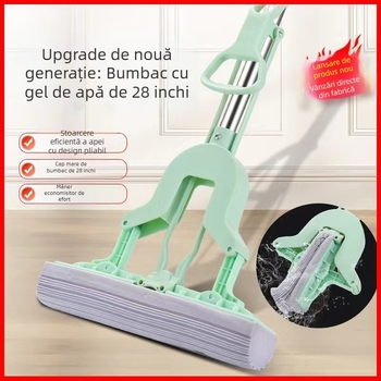 Mop de uz casnic cu cap de burete, absorbant, cu mâinile libere, fără clătire, 28 cm