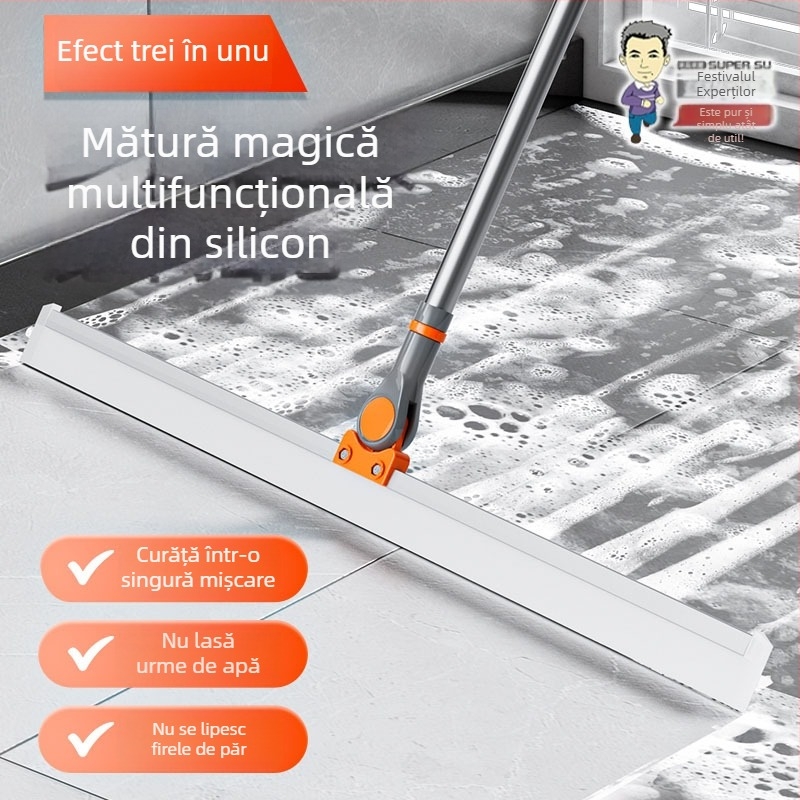 Mătură magică personalizată cu racletă din silicon pentru podea, curățenie la domiciliu