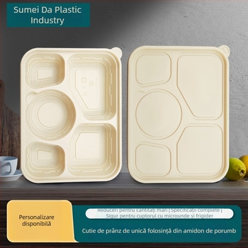 Cutii de prânz din plastic, cu amidon de porumb, de unică folosință, cu compartimente, personalizate