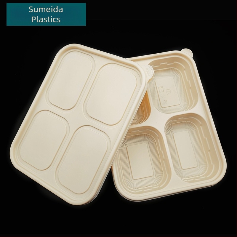 Cutii de prânz din plastic, cu amidon de porumb, de unică folosință, cu compartimente, personalizate