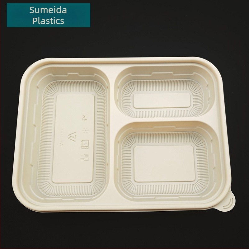 Cutii de prânz din plastic, cu amidon de porumb, de unică folosință, cu compartimente, personalizate