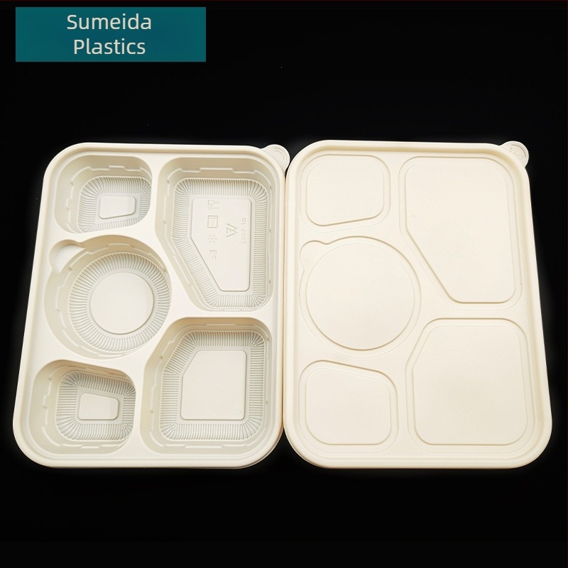 Cutii de prânz din plastic, cu amidon de porumb, de unică folosință, cu compartimente, personalizate