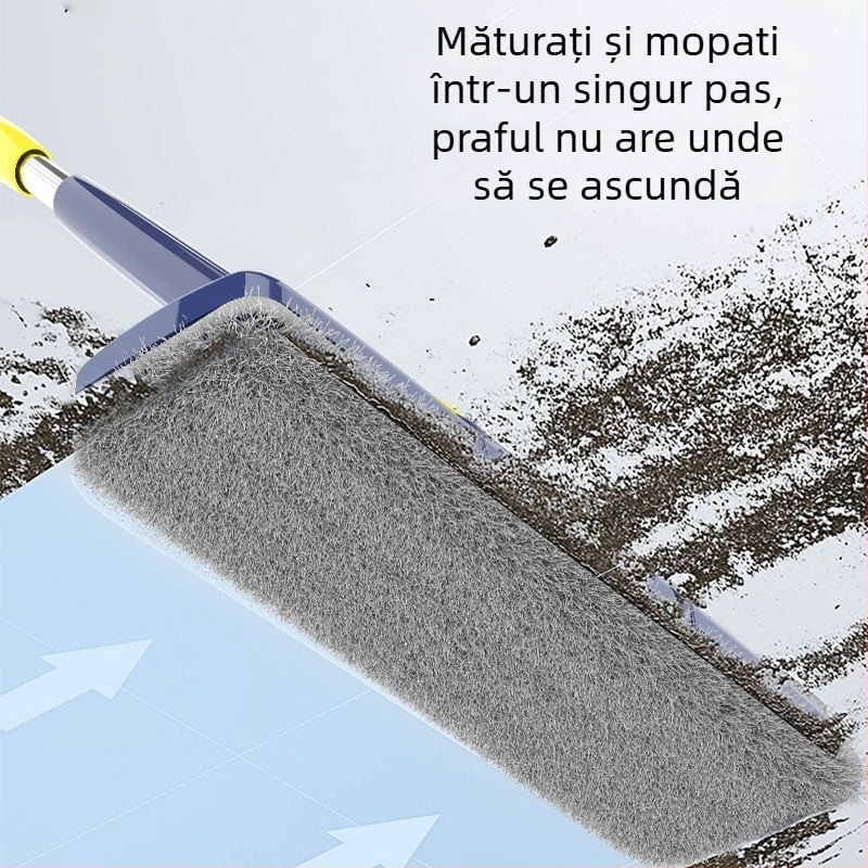 Mop plat pentru podele din lemn – curățare umedă și uscată, fără stoarcere manuală, pliabil pentru uz casnic