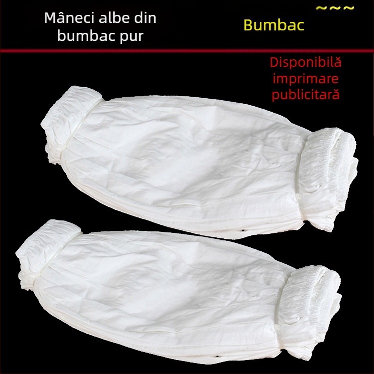 Acoperitoare de mâneci albe din bumbac, protecție igienică pentru restaurante