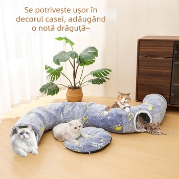 Cuib pentru pisici, pentru toate anotimpurile, pat din flanel, cuib donut circular pentru pisici, tunel luminos, jucărie pentru pisici, cuib pentru câini în formă de anvelopă