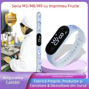 Ceas digital LED cu atingere, rezistent la apă, pentru elevi, cu model colorat de desene animate