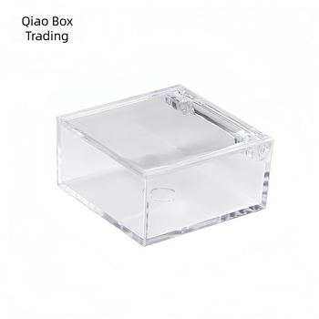 Cutie pătrată din acrilic transparent pentru depozitare și expunere bijuterii, 6x6x3 cm – Inima Africii