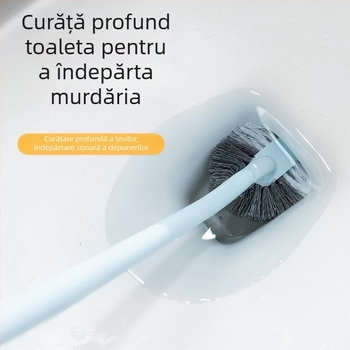 Miaojie Perie antibacteriană pentru toaletă, în formă S, mâner lung, montaj pe perete, curățare temeinică