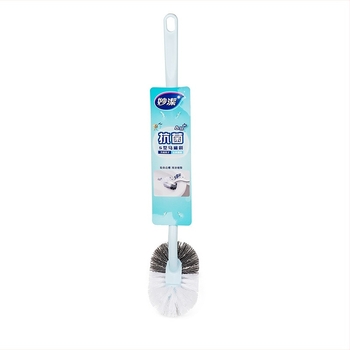 Miaojie Perie antibacteriană pentru toaletă, în formă S, mâner lung, montaj pe perete, curățare temeinică