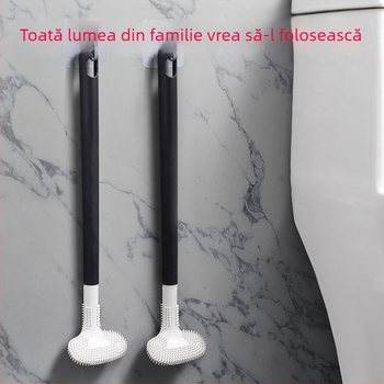 Perie de toaletă din silicon, montată pe perete pentru baie, fără colțuri moarte, model nou 2024