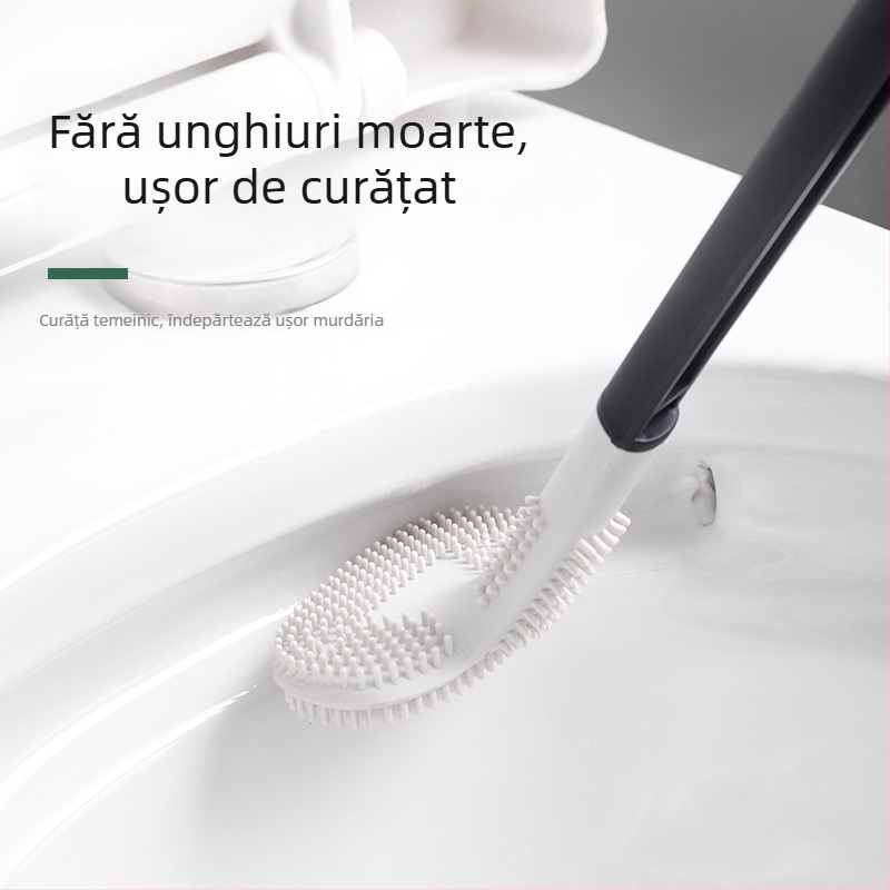 Perie de toaletă din silicon, montată pe perete pentru baie, fără colțuri moarte, model nou 2024