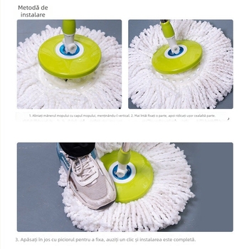 Cap de mop universal rotativ, cap de mop absorbant îngroșat, cap rotund din bumbac pentru podea