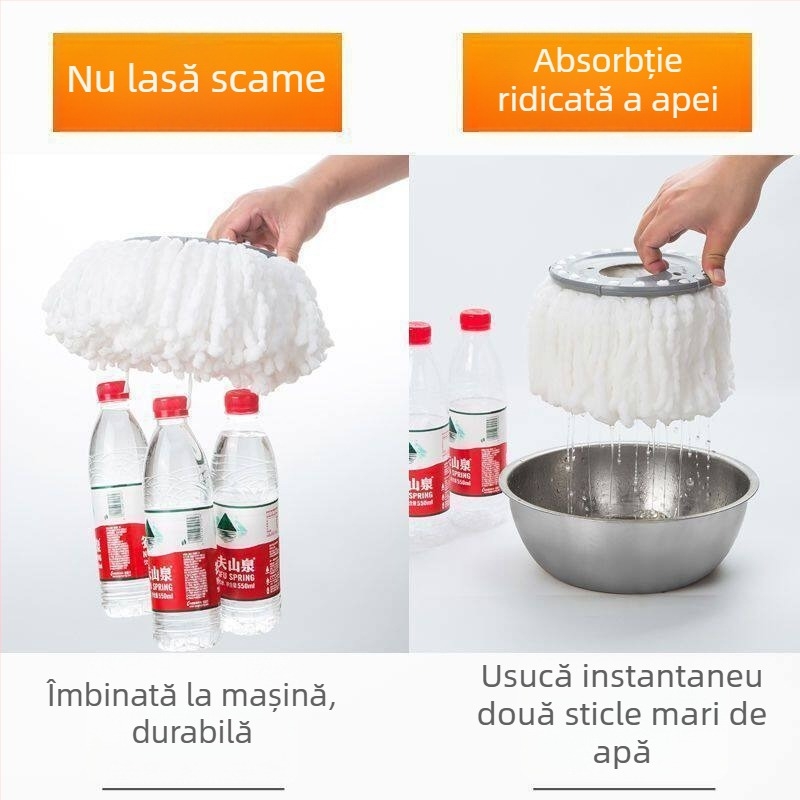 Cap de mop universal rotativ, cap de mop absorbant îngroșat, cap rotund din bumbac pentru podea