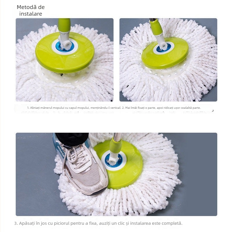 Cap de mop universal rotativ, cap de mop absorbant îngroșat, cap rotund din bumbac pentru podea