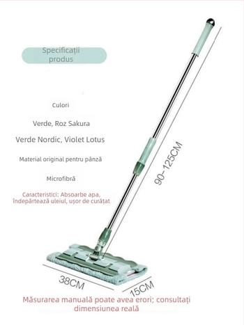 Pânză de schimb pentru mop plat cu clipsuri, pentru podele din lemn masiv și plăci ceramice, mop leneș
