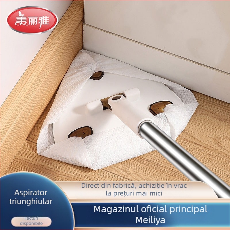 Mop triunghiular cu cap textil pentru uz casnic, clips manual pe țesătură, model nou 2025, fără spălare manuală