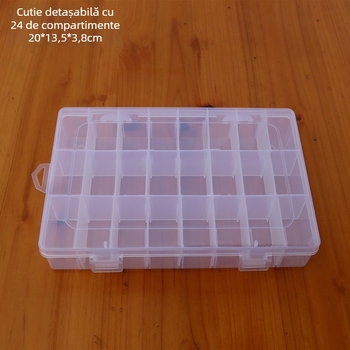 Cutie din plastic detașabilă cu 24 de compartimente pentru bijuterii și componente electronice