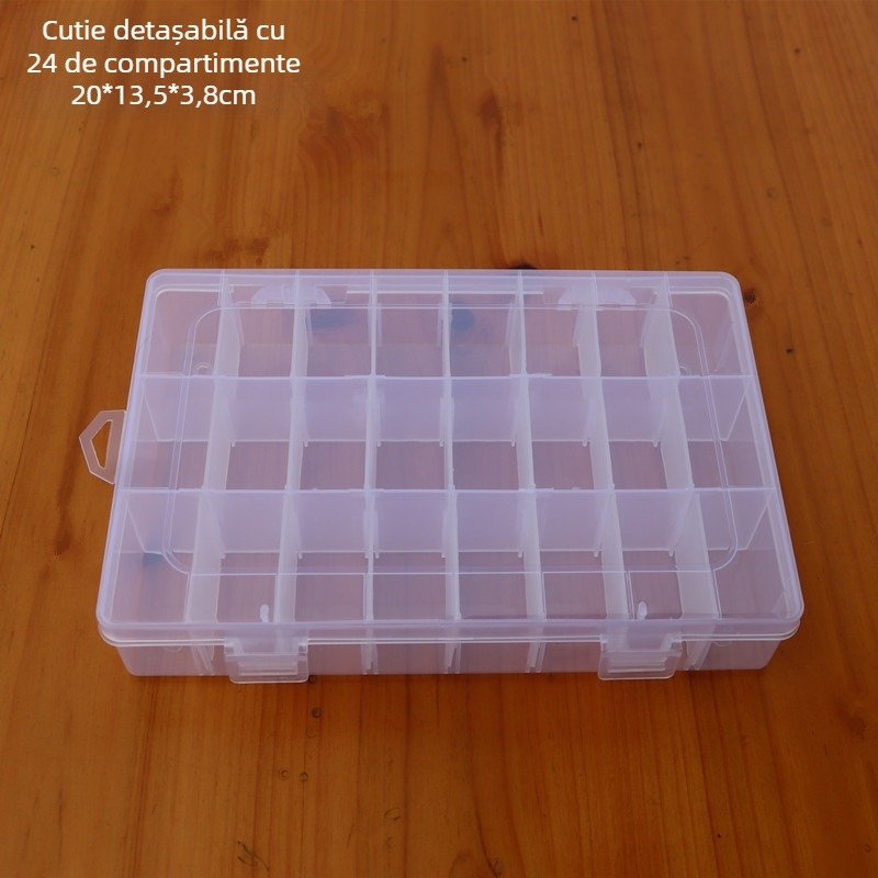 Cutie din plastic detașabilă cu 24 de compartimente pentru bijuterii și componente electronice