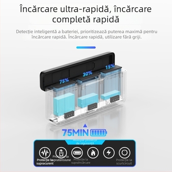 TELESIN Carcasă de încărcare rapidă pentru DJI Action 6, încărcător portabil și accesorii Action5Pro