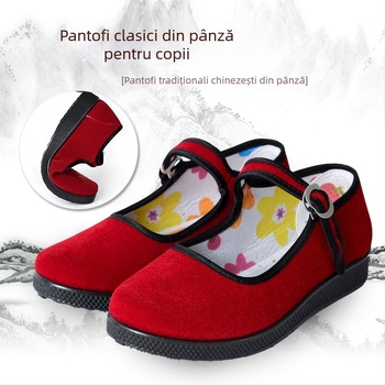Pantofi de dans din velur pentru fete, talpă din cauciuc antiderapant, curea cu cataramă, vârf pătrat, ușori și respirabili pentru dans modern.