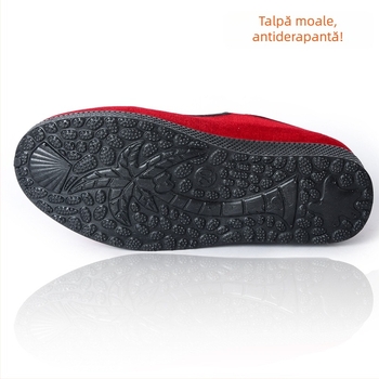 Pantofi de dans din velur pentru fete, talpă din cauciuc antiderapant, curea cu cataramă, vârf pătrat, ușori și respirabili pentru dans modern.