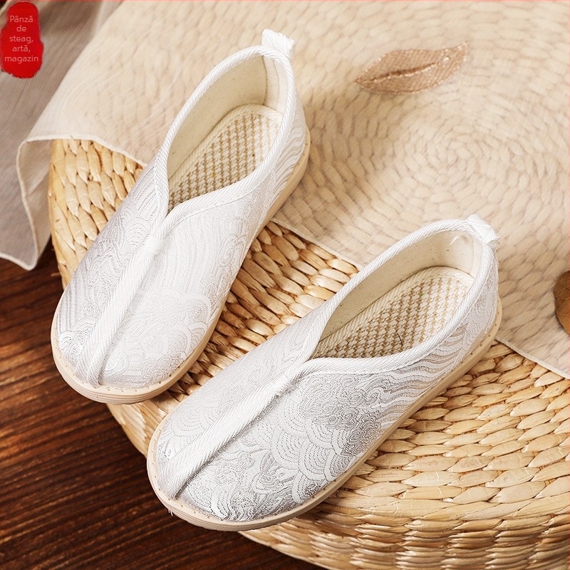 Pantofi Hanfu cu broderie pentru băieți, pantofi din pânză din vechiul Beijing, pantofi de dans cu broderie, talpă din cauciuc pentru copii