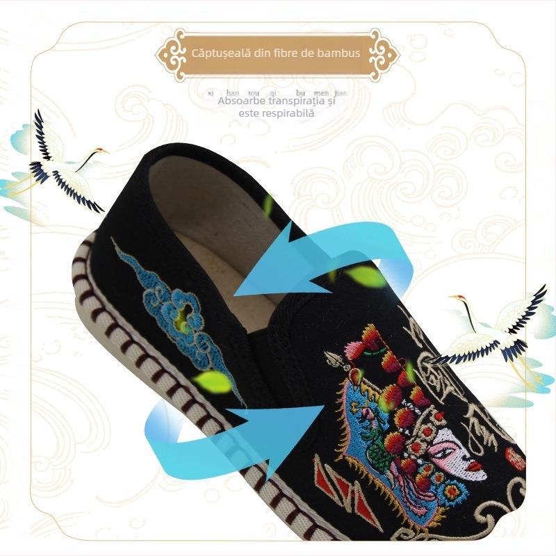 Pantofi pentru copii cu broderie, stil etnic, pantofi de pânză ușoare și respirabile, inspirație retro