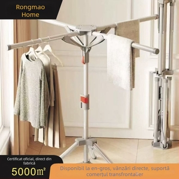 Uscător de haine pliabil pe podea, cu două bare, mecanism telescopic interior, construcție îngroșată, pentru interior și exterior