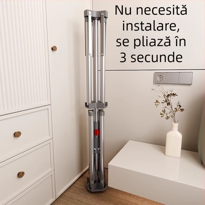 Uscător de haine pliabil pe podea, cu două bare, mecanism telescopic interior, construcție îngroșată, pentru interior și exterior