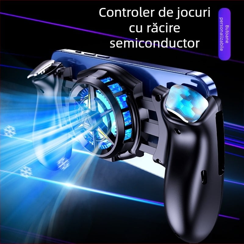 Controller pentru jocuri mobile JK01 cu radiator semiconductor de răcire, Bluetooth, Type-C, pentru Android și iPhone, fără vibrații