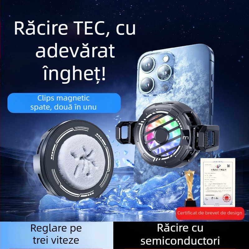 Răcitor pentru telefon S32A, reglaj în trei trepte, afișaj numeric, clips magnetic pe spate, răcire silențioasă universală