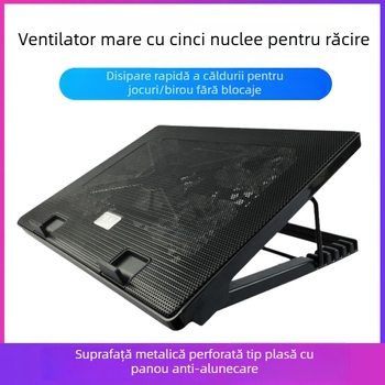 Suport de răcire pentru laptop cu cinci ventilatoare, bază reglabilă la mai multe unghiuri, flux de aer reglabil pentru jocuri