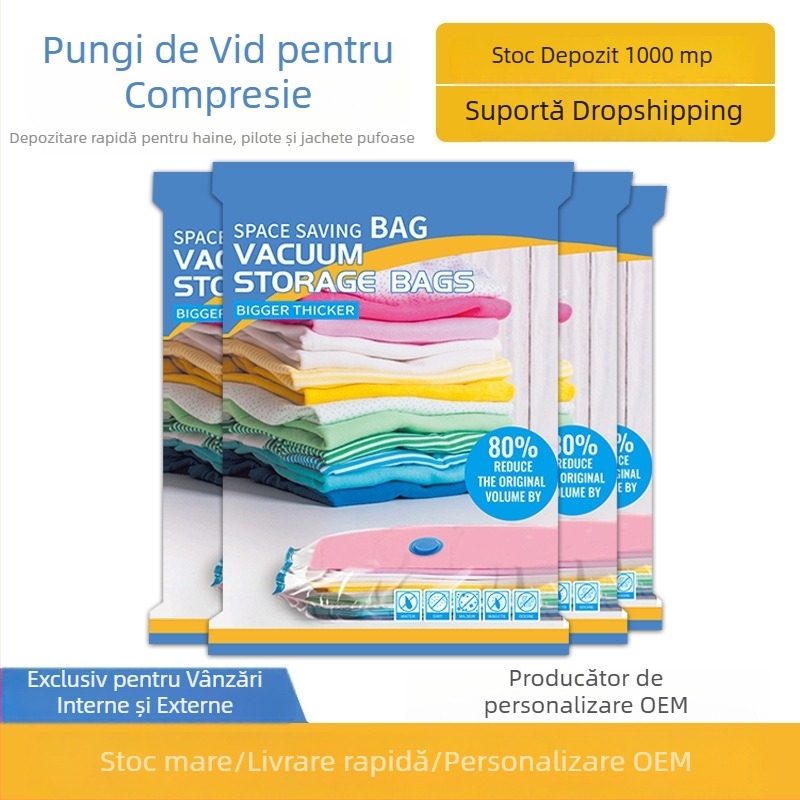 Sac vid gros, transparent, mare pentru pături și haine – depozitare casnică