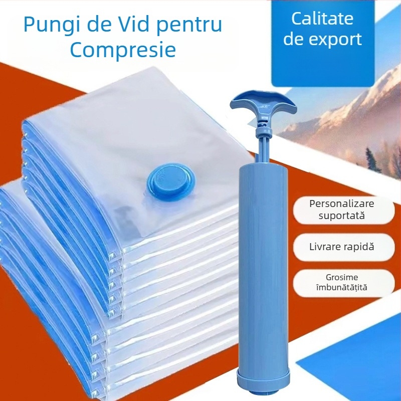 Sac vid gros, transparent, mare pentru pături și haine – depozitare casnică