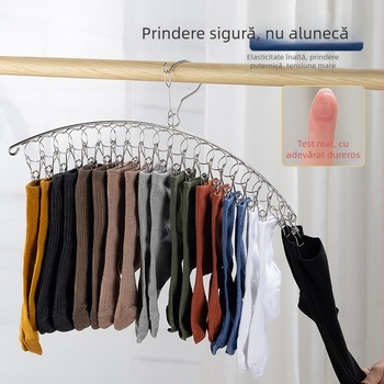 Raft de uscare din oțel inoxidabil, cu mai multe cleme pentru haine, șosete și lenjerie – portabil, plierabil